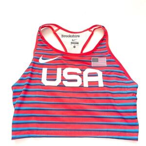 Nike Womens 2023 Pro Elite USA Running Top Red White Size Medium DD7967-602